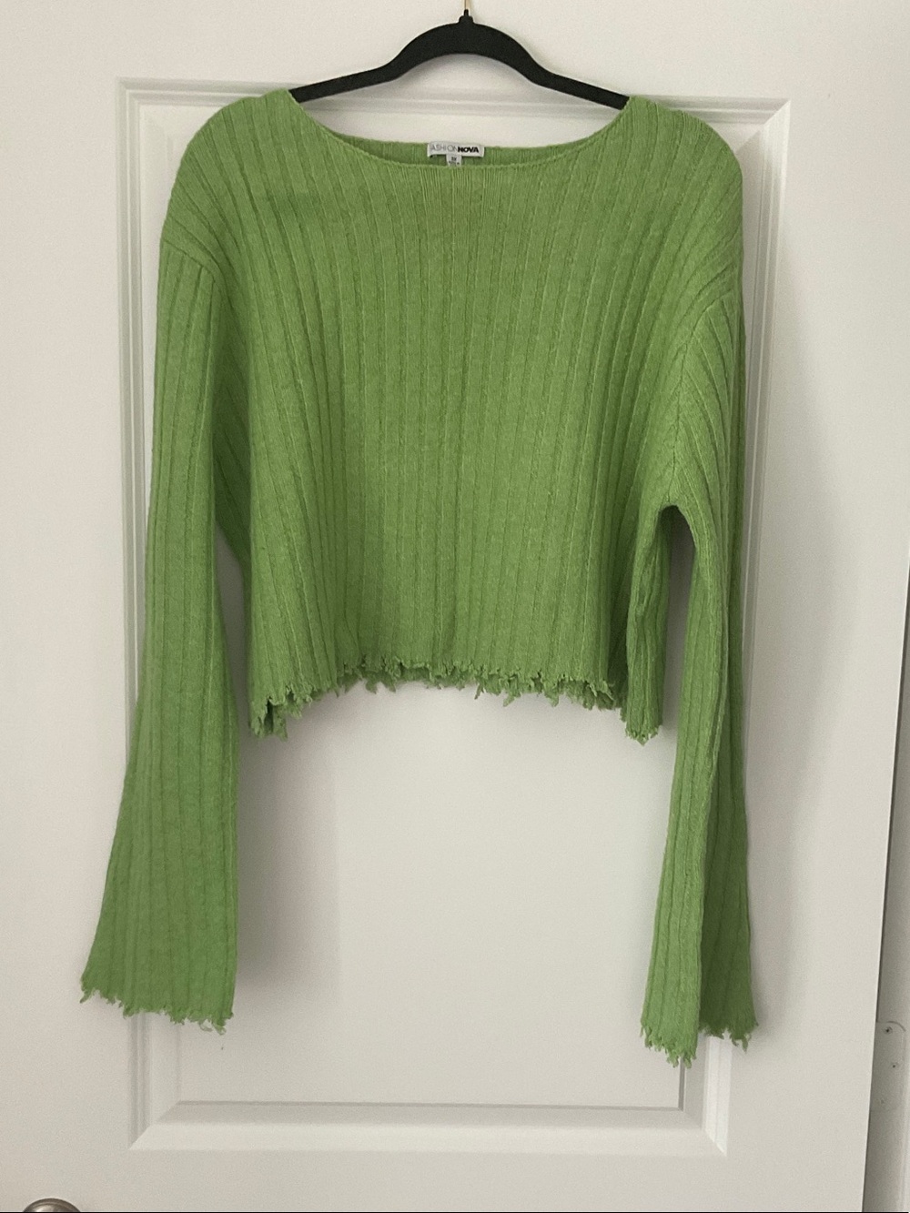 Fashion Nova Lime Green Ribbed Cropped Sweater